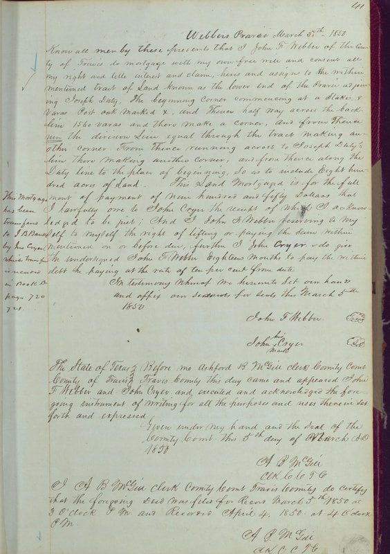 Travis county deed found by Dr. Maria Hammack